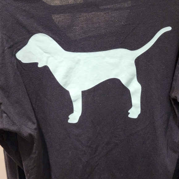 Pink by Victoria's Secret Black Long Sleeves Logo T-shirt  size S - Picture 3 of 10